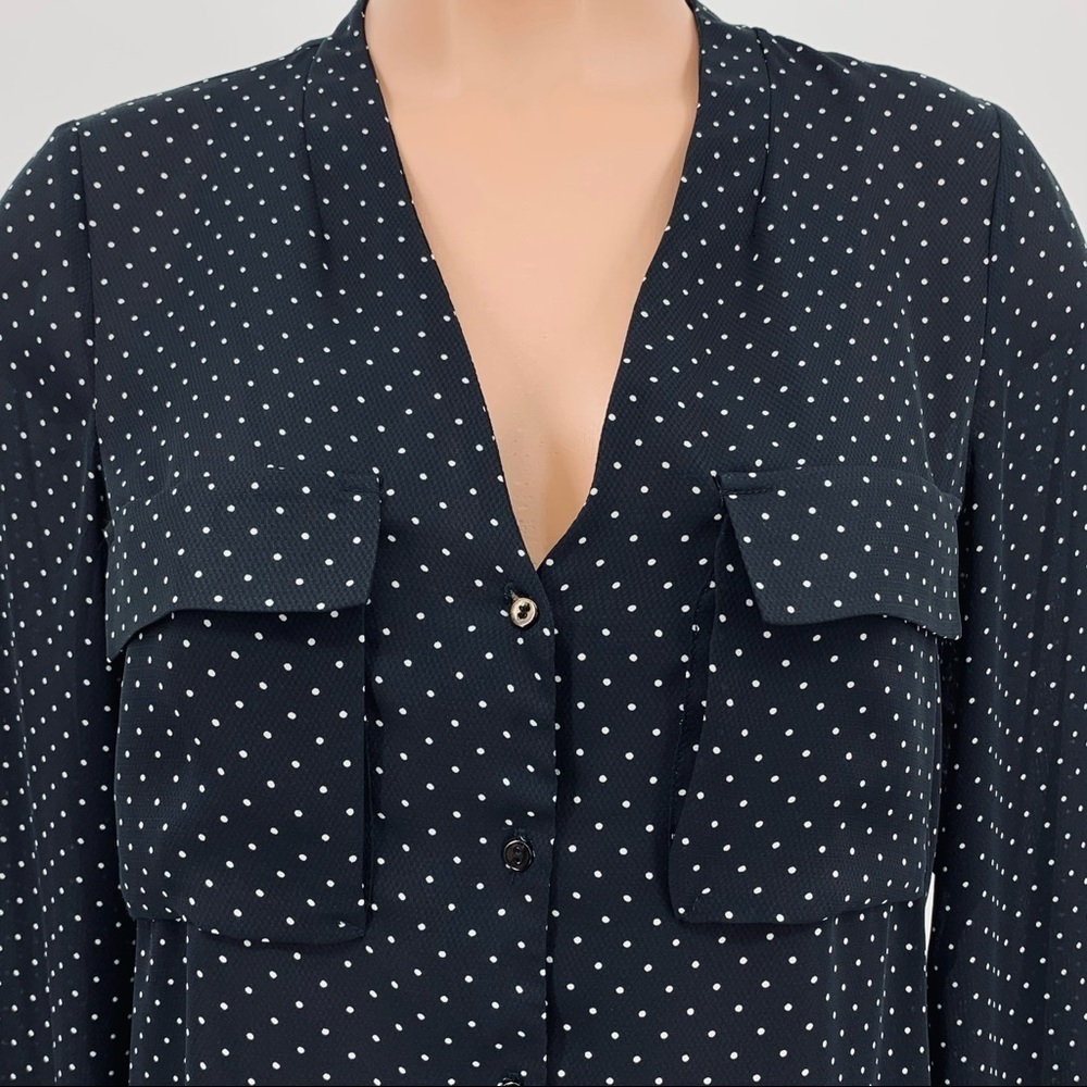 Zara Polka Dot Chiffon Split Back Buttoned High-L… - image 6